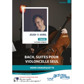 Concert Henri Demarquette - Bach, suites pour violoncelle seul - jeudi 11 avril 2024